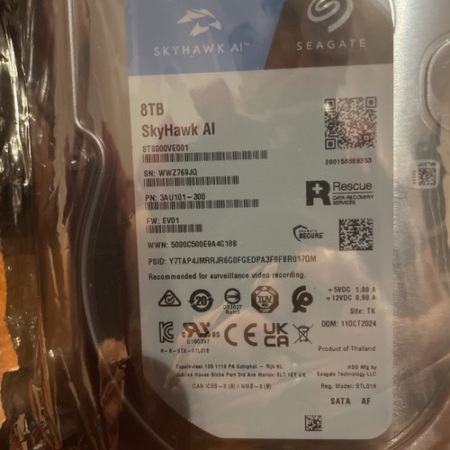 Seagate SkyHawk AI 8TB 3.5" Surveillance SATA I Internal HD Drive (ST8000VE001) - Bild 2 von 5