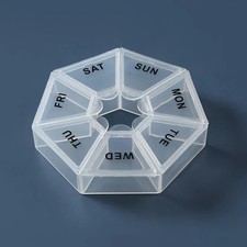 ROUND 7 DAY PILL BOX ORGANIZER FOR MEDICINE TRAVEL CASE HOLDER WEEKLY WHITE USA