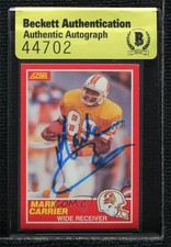 BAS 1989 Score Mark Carrier #188 Authentic Auto 3c7