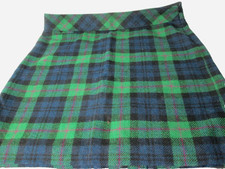90s Vintage L.L.Bean Wool Blend Tartan Plaid Green Short Pencil Skirt Size 18