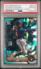 2022 Bowman S/E Chrome Prospects Jackson Chourio #BCP-79 Aqua /55 PSA 10