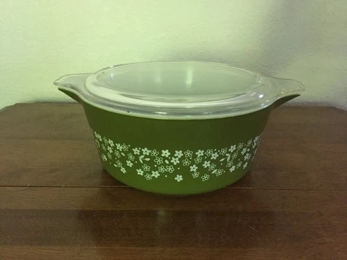 Vintage Pyrex Crazy Daisy Spring Blossom 475-B Casserole Dish with 475-C Lid