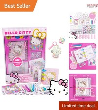 Hello Kitty Micro Journal Set with Glitter Cover Stickers Keychain Stationery