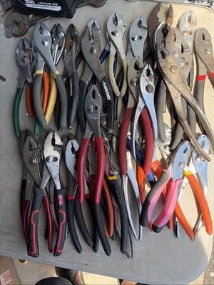 Lot Of 35 Slip Joint Pliers Mixed Brands Includes Stanley Crescebt Great Neck