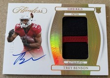2024 Flawless Trey Benson Autograph 2 Color Jumbo Patch Gold RC 12/25 Cardinals