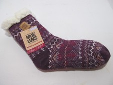 Original MUK LUKS Women's Cabin Socks Size L/XL 8-10 Boysenberry Fairisle NEW