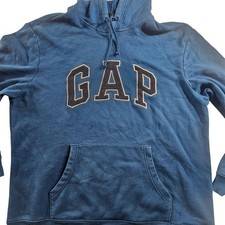 Gap Hoodie Mens XL Blue Pullover Fleece Kangaroo Pocket Sweatshirt Spell Out