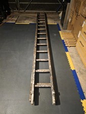 13-Rung Double Extendable Wooden Ladder 12ft Closed 24ft Extended