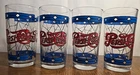 Pepsi Cola Glasses Vintage Set of 4 1970's Tiffany Style Stain Glass Look 10 oz