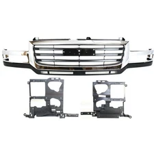 Grille Assembly Kit For 03-06 GMC Sierra 2500 HD Chrome Shell with Black Grille
