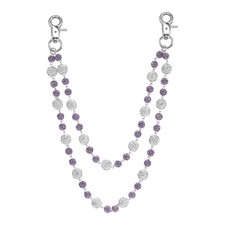 Sparkly Ceramic Beads Pants Wallet Chain, Bohemian Layered Chain, White Purple