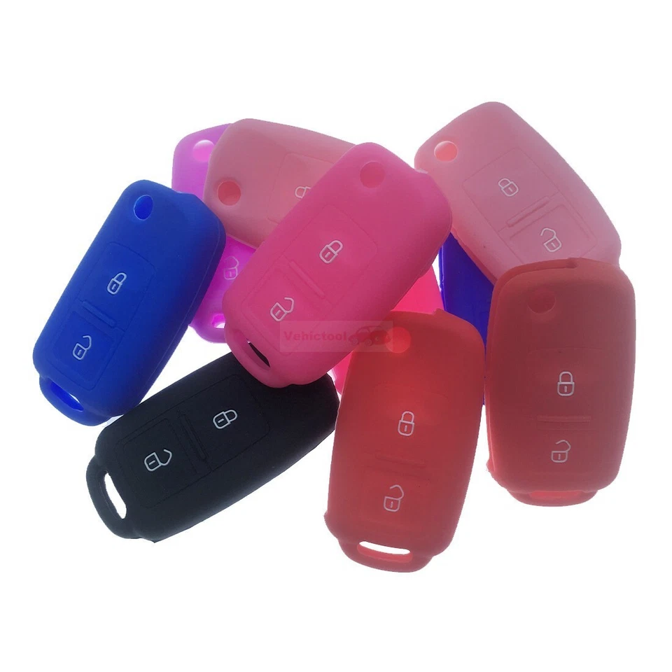Funda de silicona sin llave para llavero inteligente con control remoto de 2 botones Fit VW Golf Polo Foto 4 de 4
