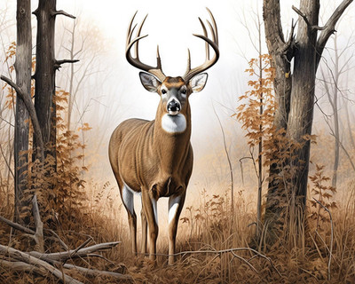 White Tail Buck Deer Paint by Numbers Kit for Adults & Kids, DIY Easy Oil Painti