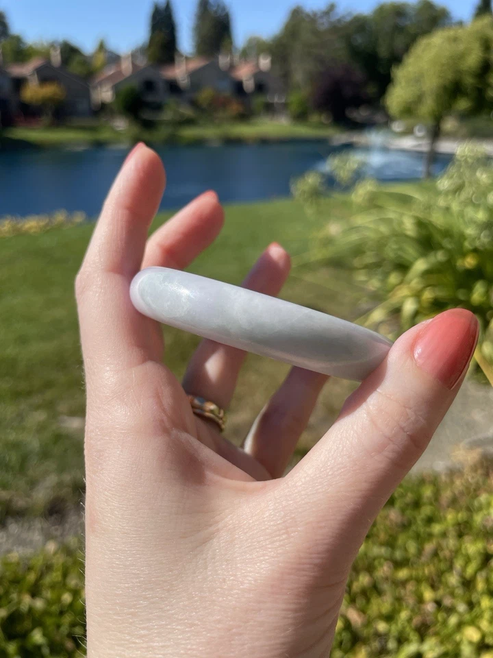 55.5mm Spring Lavender & Green Certified Grade A  Jade Bangle Ships from USA - Image 3 of 4