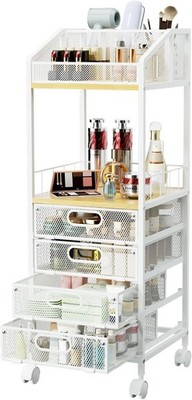HapiRm Makeup Organizer Storage Cart - Floor Skincare Make Up Storage with 4 Dra