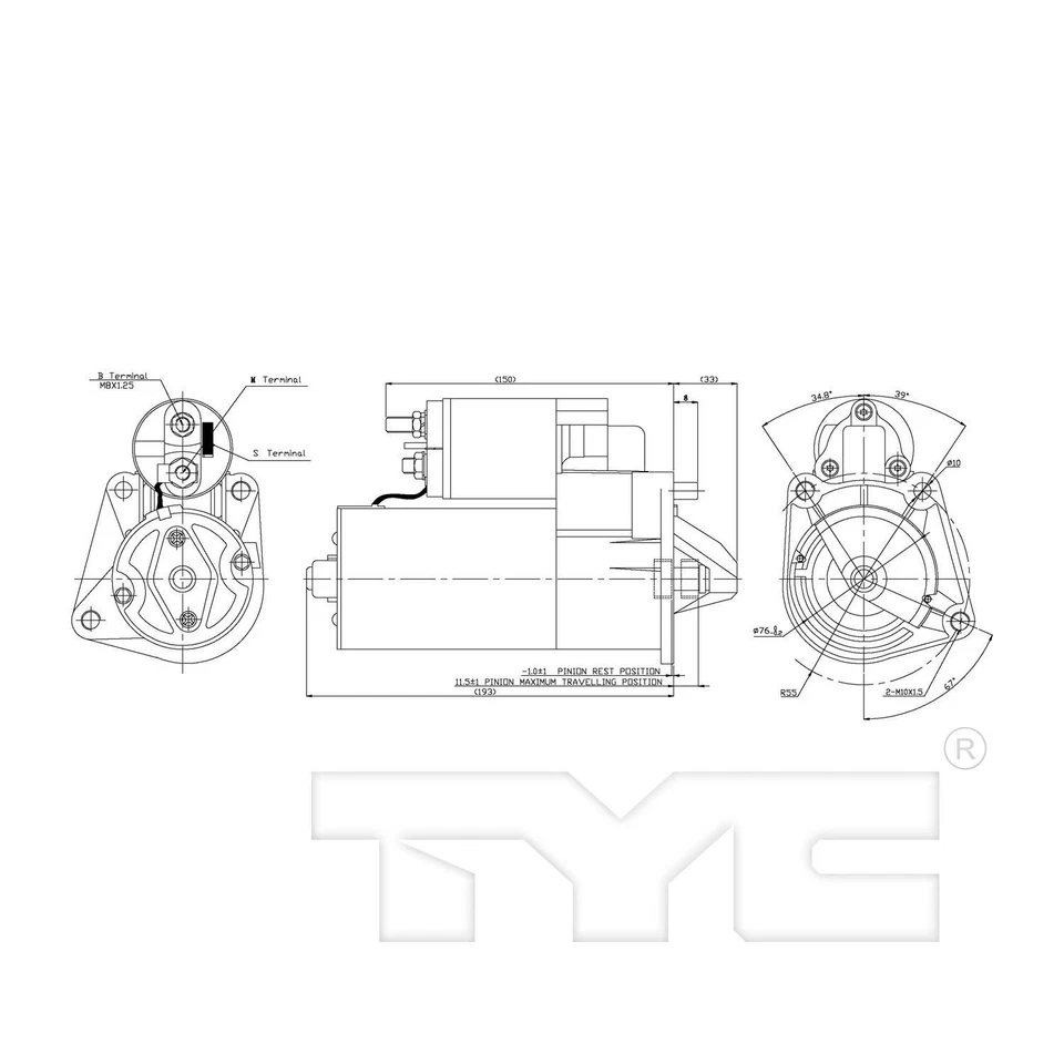 Motor de arranque TYC 1-17508 para 93-07 850 C70 S40 S60 S70 S80 V40 V70 XC70 XC90 Foto 3 de 4
