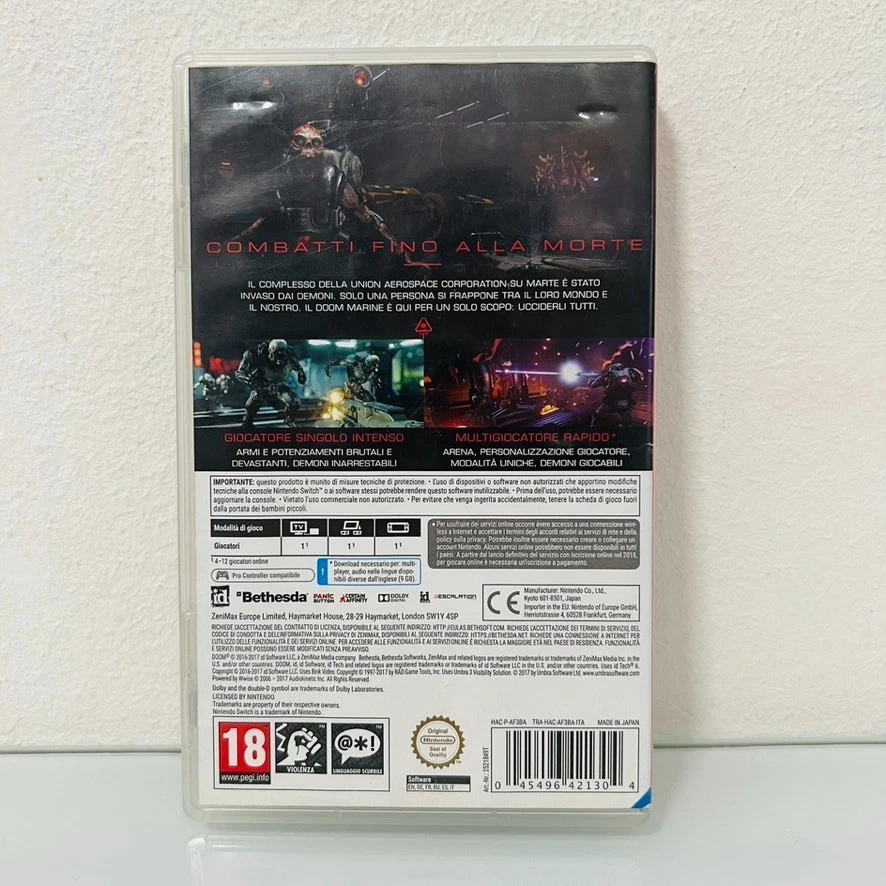 DOOM - NINTENDO SWITCH - GIOCO USATO FUNZIONANTE - PAL 1486, foto 2 di 5
