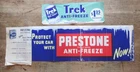 Original Vintage PRESTONE & TREK ANTI-FREEZE Advertising Paper Sign Poster 3 FT