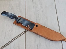 Busse Combat Custom Shop Satin Jack Tac 7 Knife with Custom Leather Sheath