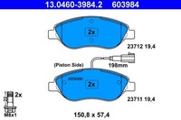 ATE Bremsbelagsatz, Scheibenbremse 13.0460-3984.2 FüR Fiat Lancia Alfa Romeo