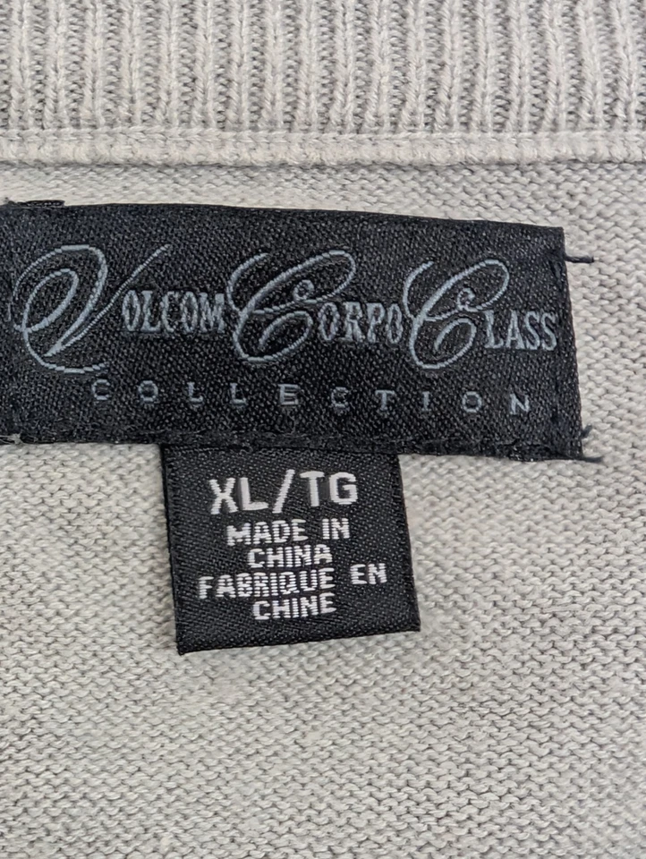 Volcom Corpo Class Collection Sweater XL Gray Black Striped V-Neck Pullover - Image 4 of 4