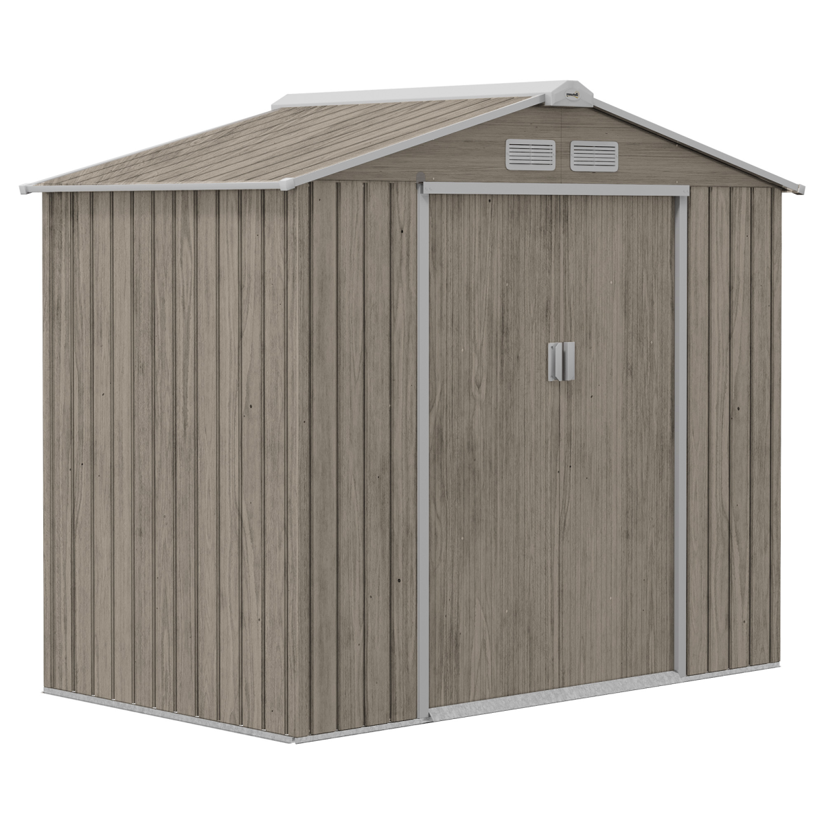 Outsunny 7ft x 4ft Outdoor Storage Shed - Garden Tool Storage Unit with Floor Foundation and Air Vent - Brown - Image 2