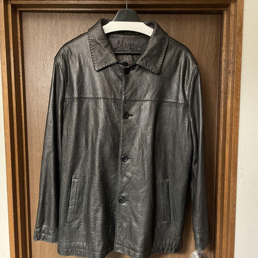 Old Gap Leather Car Coat Jacket Black Size L Soft Sheep Leather 