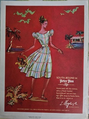 1946 Women's Plaid Dress Kane Weill Design Natalie Renke vintage fashion art ad