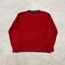 Nautica Knitted Jumper patterned pullover chunky knit sweater with embroidered