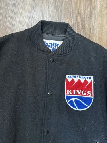 Vintage 80s Chalk Line Sacramento Kings Wool Leather Varsity Jacket USA Large image 3