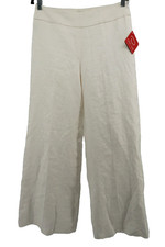 Oscar De La Renta All Linen Pants Womens 8 White Flared Bootcut Lined Resort New