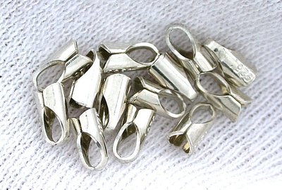 SIX Pieces Pure Sterling Silver Necklace Cord Ends 7.3mm x 3.6mm For 3.5mm Cord