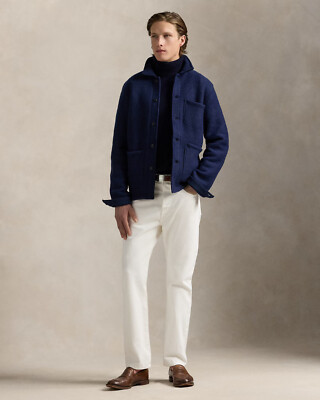 $298 Polo Ralph Lauren Men's Wool-Blend Utility Shirt Jacket, Navy