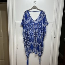 Heidi Klein Beach Cover Up Blue White Belted Swim Summer Size Small Women’s