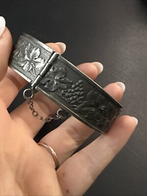 Bracelet vintage en argent, double maillons en V, boules dorées - France