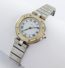 CARTIER SANTOS RONDE VENDOME diamanti ACCIAIO/ORO 27MM QUARZO REF 8191