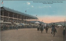 Gov Leading Stock Parade Montana State Fair Helena MT Vtg Divided Back Post Card