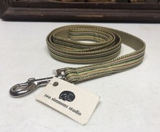 TWO SIMMONS STUDIO OLIVE STRIPE 4' LONG DOG LEASH- NEW, STORE DISPLAYED ONLY