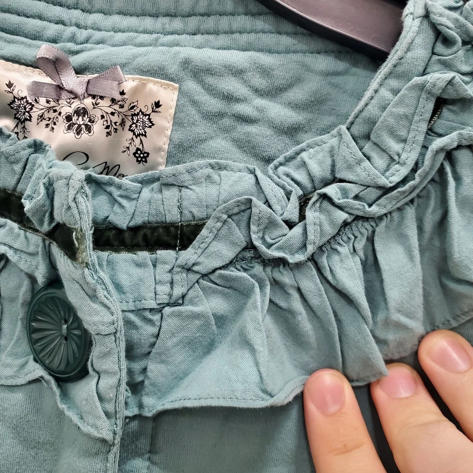 Nick & Mo Women's Y2K Aqua Jersey Knit Victorian Lolita Button Ruffle Jacket S - Image 4 of 4