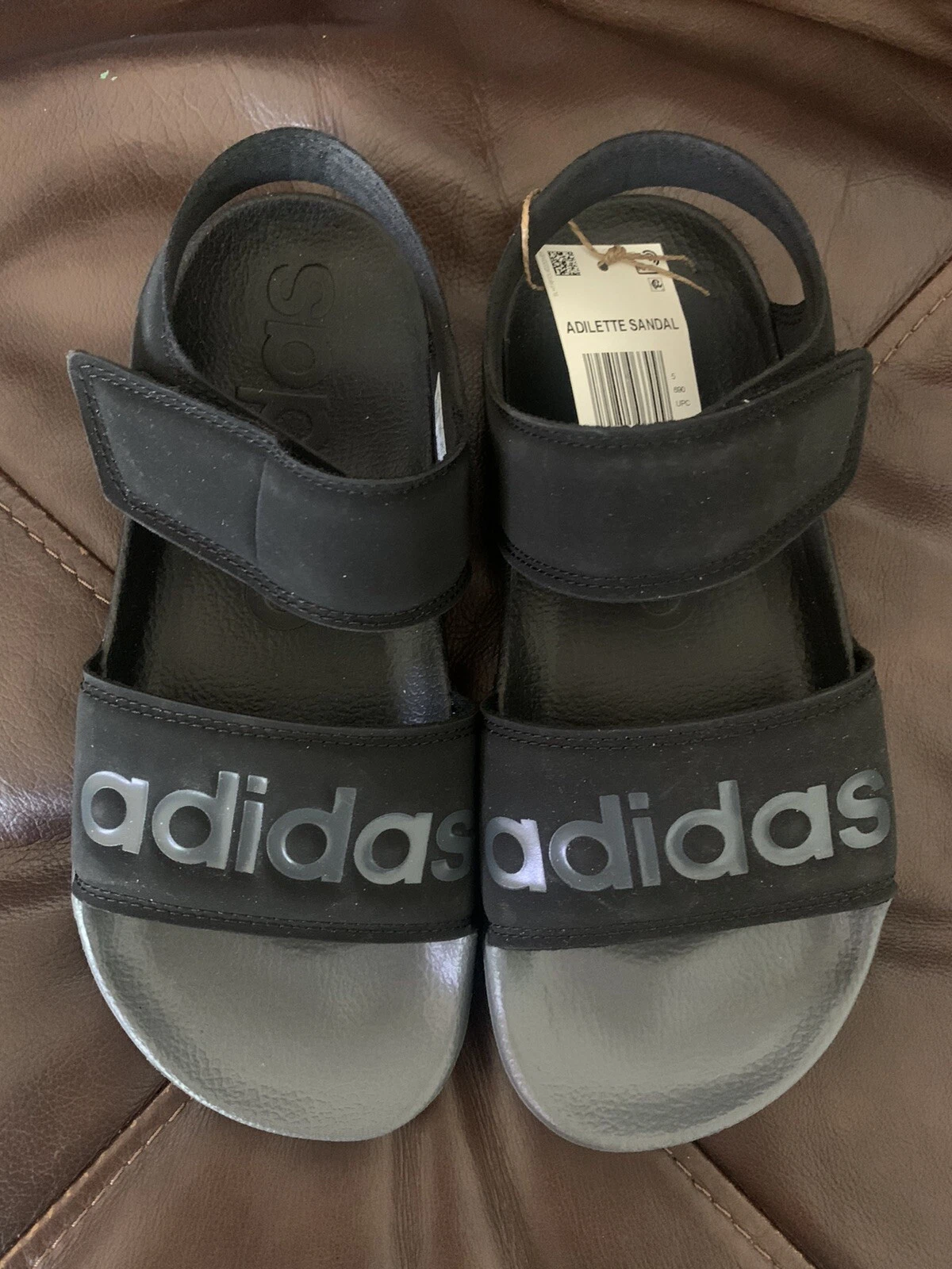 Adidas Adilette Sandals US Size Mens 5 Womens 6 Black Open Toe Beach Sandals