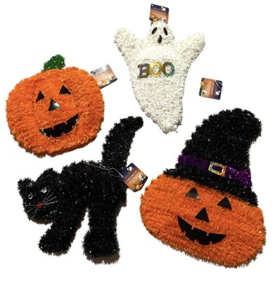 Lot Of 4 Halloween Tinsel Wall Decor 