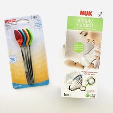 NUK Simply Natural Baby Bottle 9 Ounce 1 month  NUK Soft Bite Infant Spoons NEW