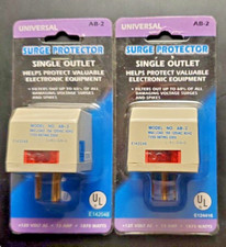 2 Single Outlet AC Universal AB-2 Wall Plug Surge Protector 1825W- 15Amp