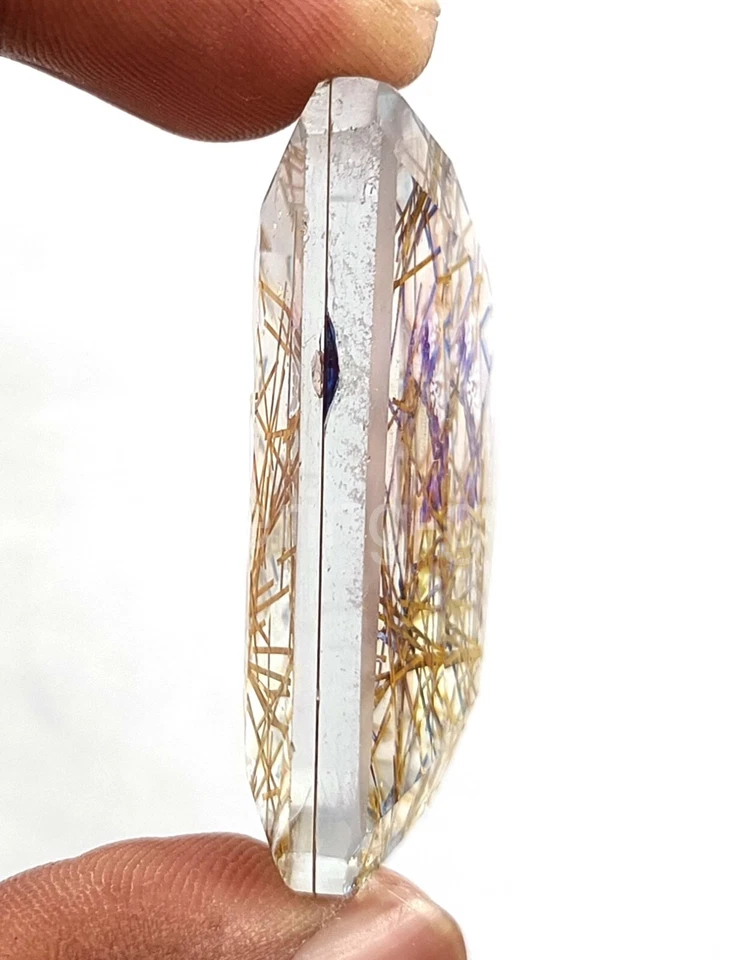 154 Ct Cushion Yellow Rutilated Quartz Certified Transparent Loose Gemstone 5JSI - Image 3 of 4