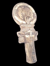 ANCIENT EGYPTIAN ANTIQUE STONE Key of Life Symbol Goddess Hathor Hieroglyphic
