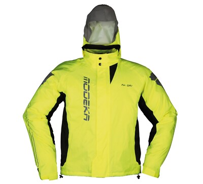 Modeka AX Dry II Gelb Schwarz Gr. L Regenjacke mit Kapuze Regenschutz