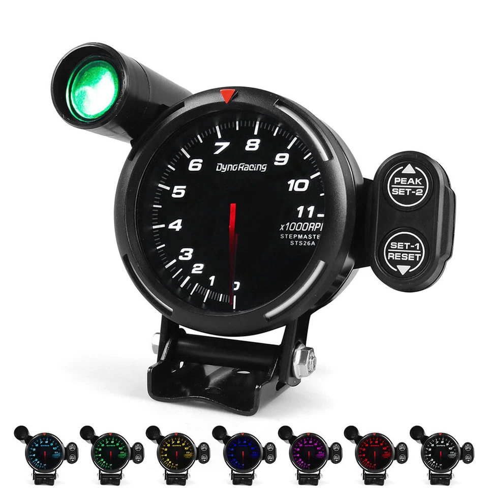 3.5'' 80mm Tachometer Gauge High Speed Stepper Motor RPM Rev Counter 7 Color LED - Image 2 of 4