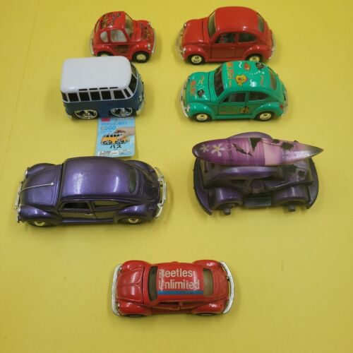 7 pièces vw volkswagon bug dendroctone bus lot de jouets vintage voitures - Photo 1 sur 24