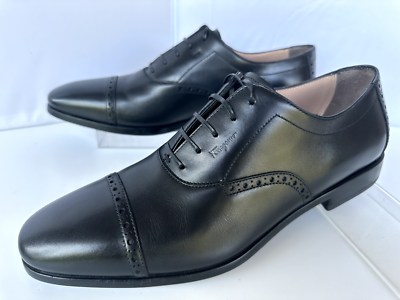 Salvatore Ferragamo Men\'s  Lace Up Oxfords Size 10 Salvatore Ferragamo Men 10 D Black Leather Wingtip Lace-Up  main image 2