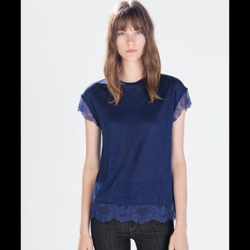 Top Zara in Pizzo Beige taglia S International - 16012546